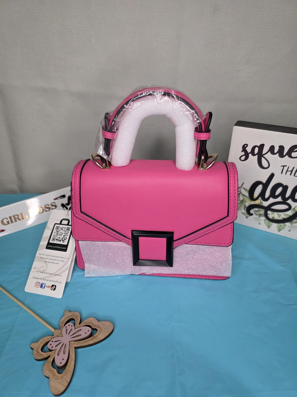 Hot Pink Structured Top-Handle Satchel